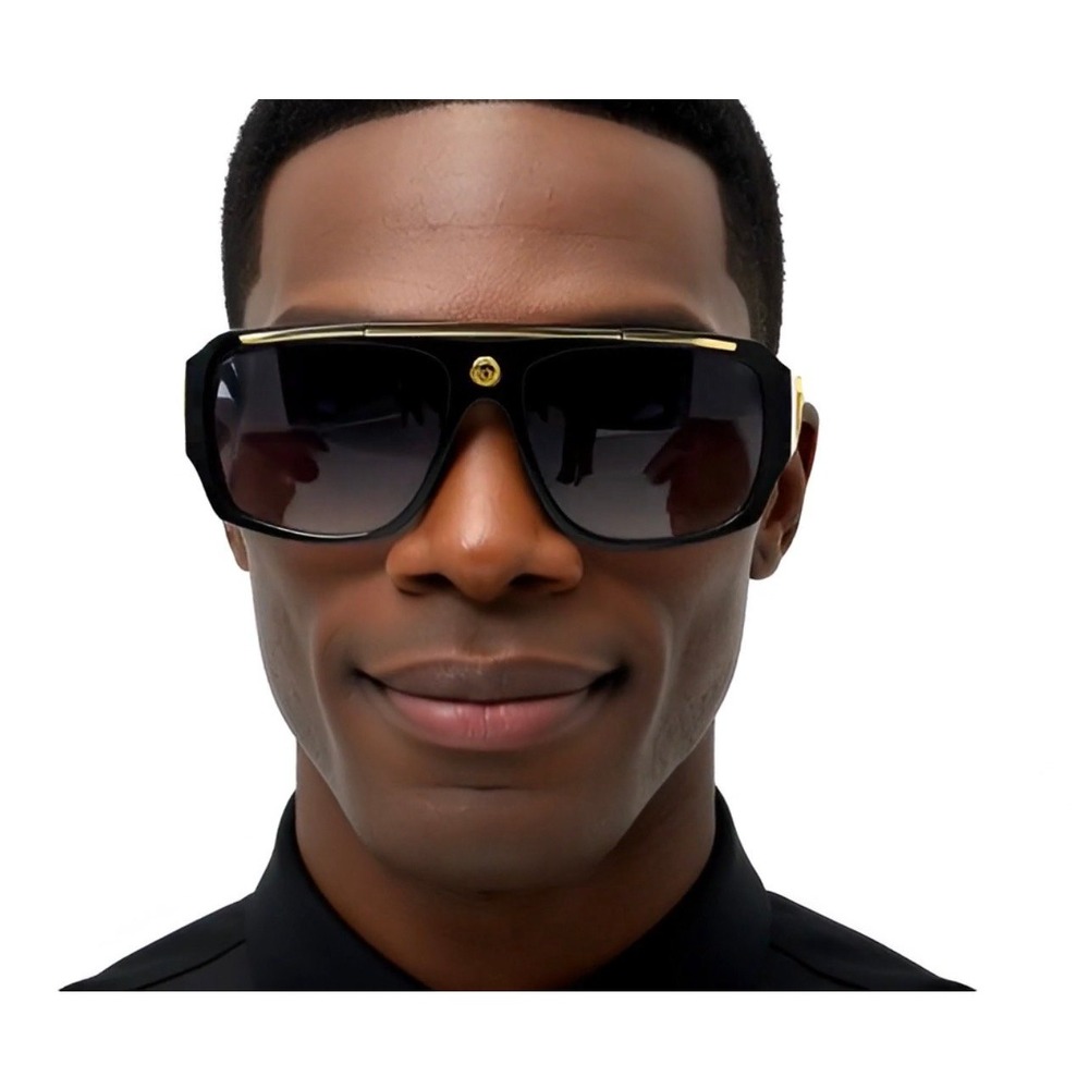 Sunglasses‎ Men Black Lens Square Style Fashion Shades UV400 Trendy Rapper Gangs